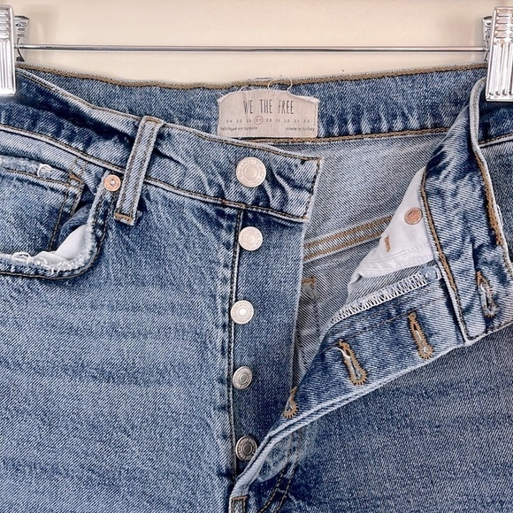 Free People Button Fly Distressed Raw Hem Jeans - Picture 5 of 7